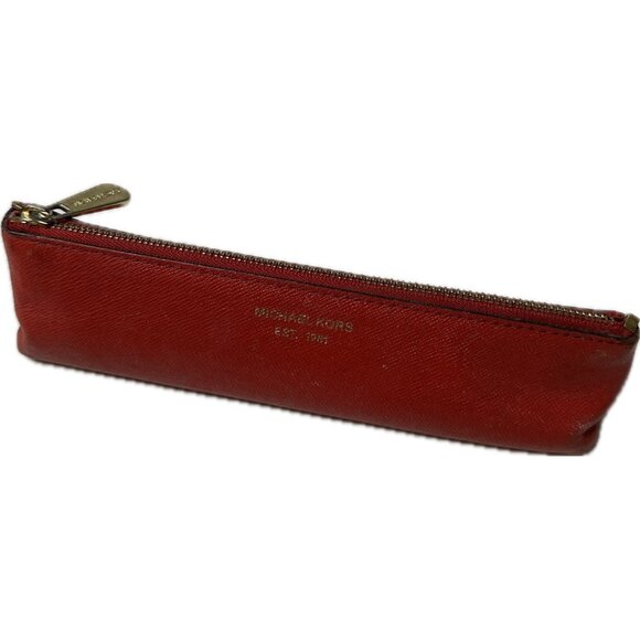 MICHAEL KORS - Leather pencil case Red 8.5x2 - Picture 1 of 7
